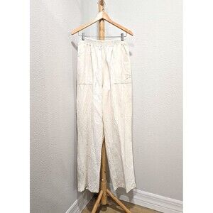 Cream 100% Cotton Drawstring Pants Womens XXL Minimalist Travel Cruise Granola